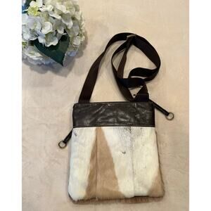Diane Gail Springbok Fur, Leather Trim Crossbody, Shoulder Bag